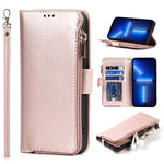 Custodia portafoglio in pelle con cerniera per iPhone 13 Pro Max