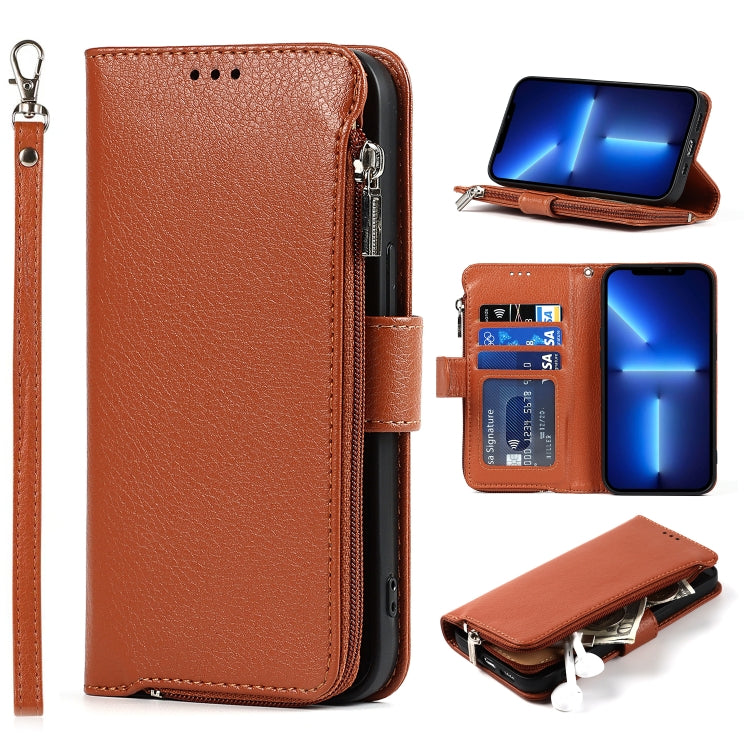 Custodia portafoglio in pelle con cerniera per iPhone 13 Pro Max