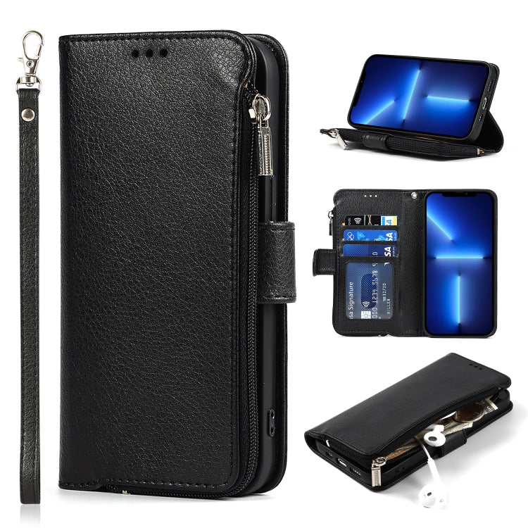 Custodia portafoglio in pelle con cerniera per iPhone 13 Pro Max