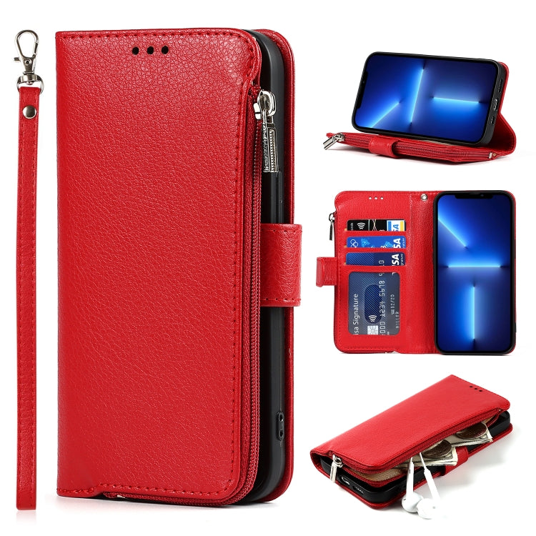 Custodia portafoglio in pelle con cerniera per iPhone 13 Pro Max
