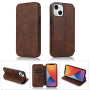 Forte chiusura magnetica Custodia in pelle PU + TPU con slot per schede e supporto, For iPhone 13 mini, For iPhone 13, For iPhone 13 Pro, For iPhone 13 Pro Max
