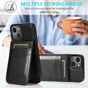 Custodia protettiva in tinta unita per PC + TPU con supporto e slot per schede, For iPhone 13 mini, For iPhone 13, For iPhone 13 Pro, For iPhone 13 Pro Max