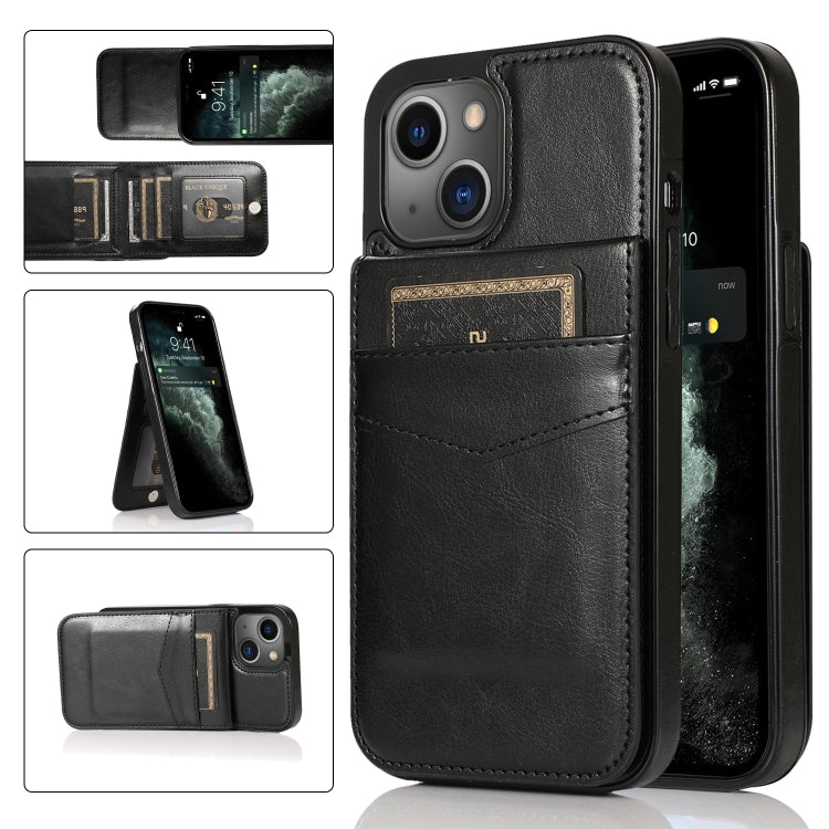 Custodia protettiva in tinta unita per PC + TPU con supporto e slot per schede, For iPhone 13 mini, For iPhone 13, For iPhone 13 Pro, For iPhone 13 Pro Max