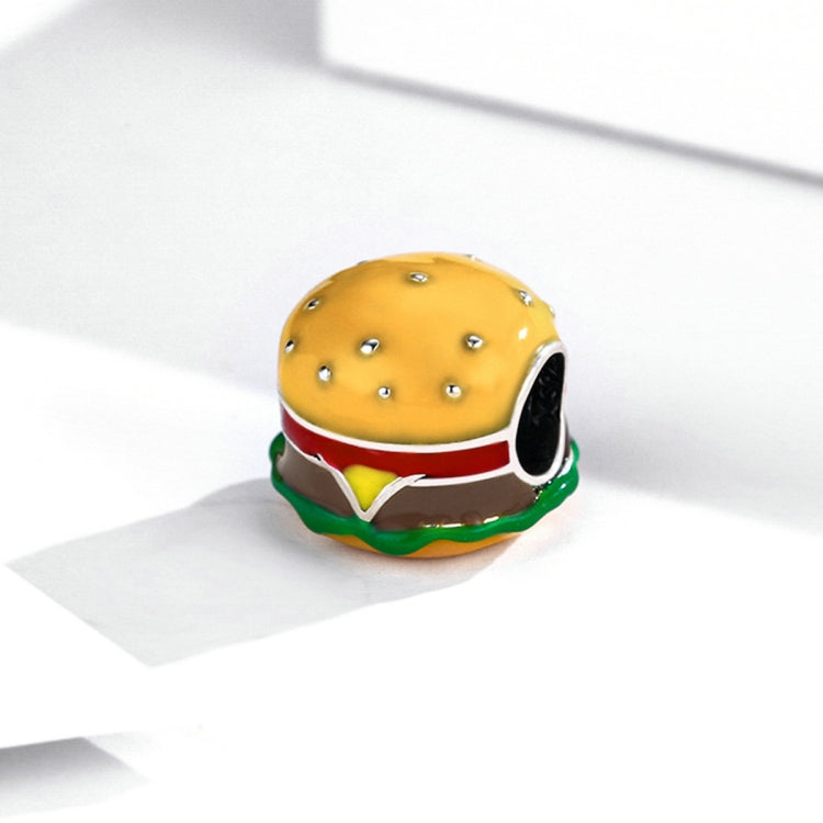 Accessori per collana braccialetto fai-da-te con deliziose perline per hamburger in argento sterling S925, Delicious Burger