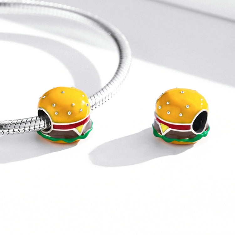 Accessori per collana braccialetto fai-da-te con deliziose perline per hamburger in argento sterling S925, Delicious Burger