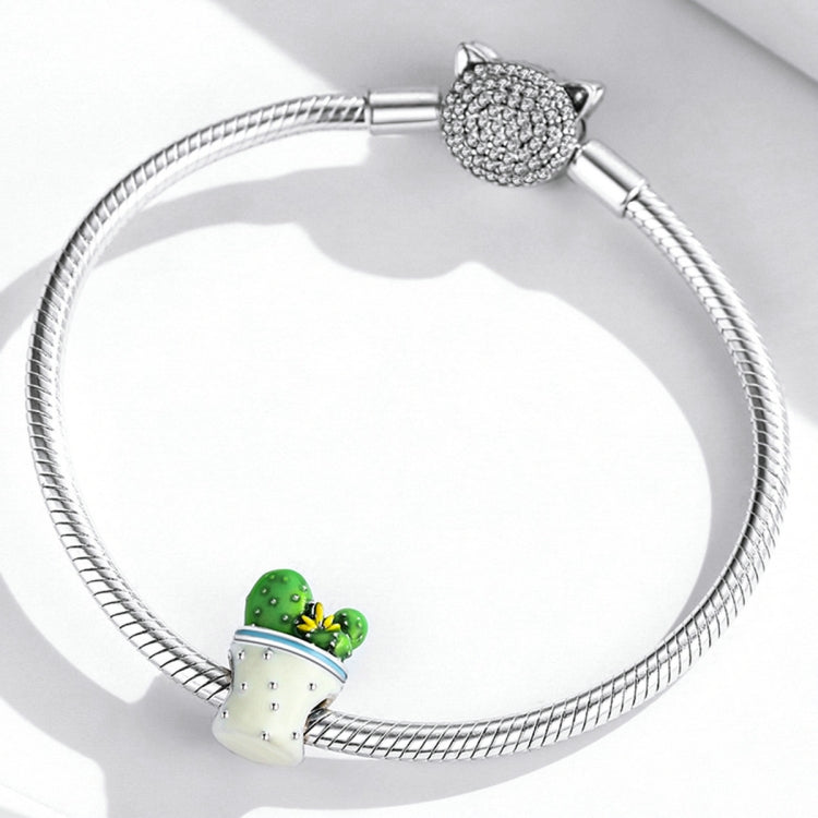 Accessori per collana braccialetto fai-da-te con perline di fiori di cactus in argento sterling S925, Cactus Flower Cup