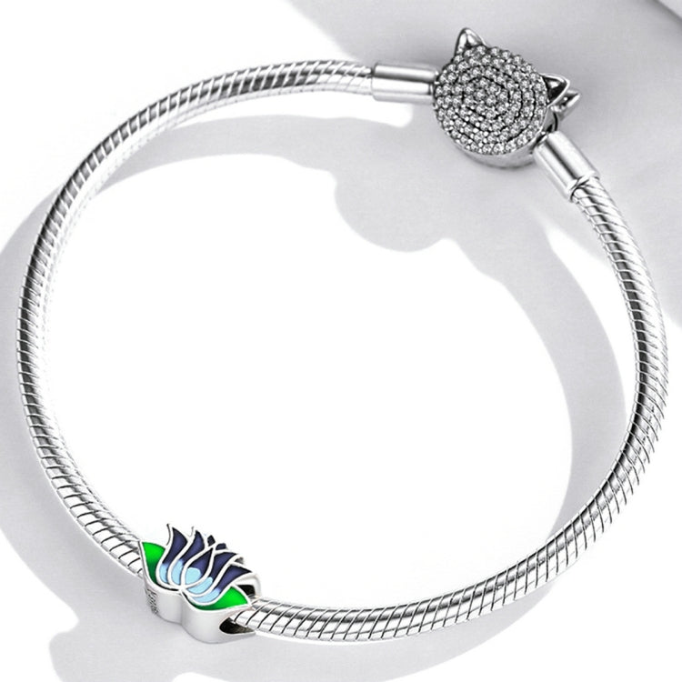 Accessori per collana braccialetto fai-da-te con perline di loto blu in argento sterling S925, Blue Lotus