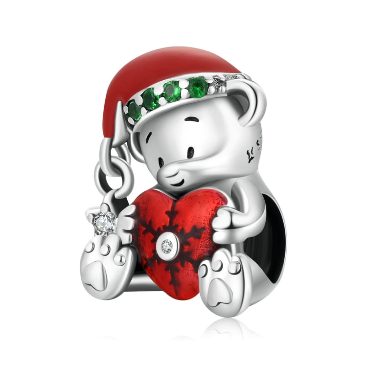 Accessori per collana braccialetto fai-da-te con perline di orso di Natale in argento sterling S925, SCC2035