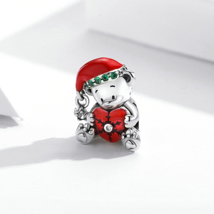 Accessori per collana braccialetto fai-da-te con perline di orso di Natale in argento sterling S925, SCC2035