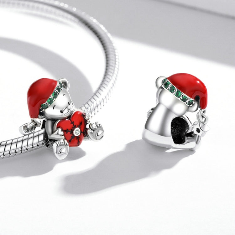 Accessori per collana braccialetto fai-da-te con perline di orso di Natale in argento sterling S925, SCC2035