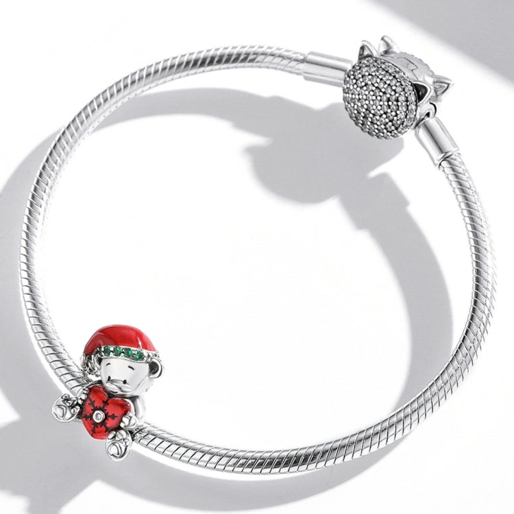 Accessori per collana braccialetto fai-da-te con perline di orso di Natale in argento sterling S925, SCC2035