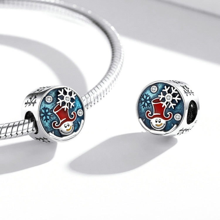 Accessori per collana braccialetto fai da te con perline di pupazzo di neve in argento sterling S925, Clown Snowman