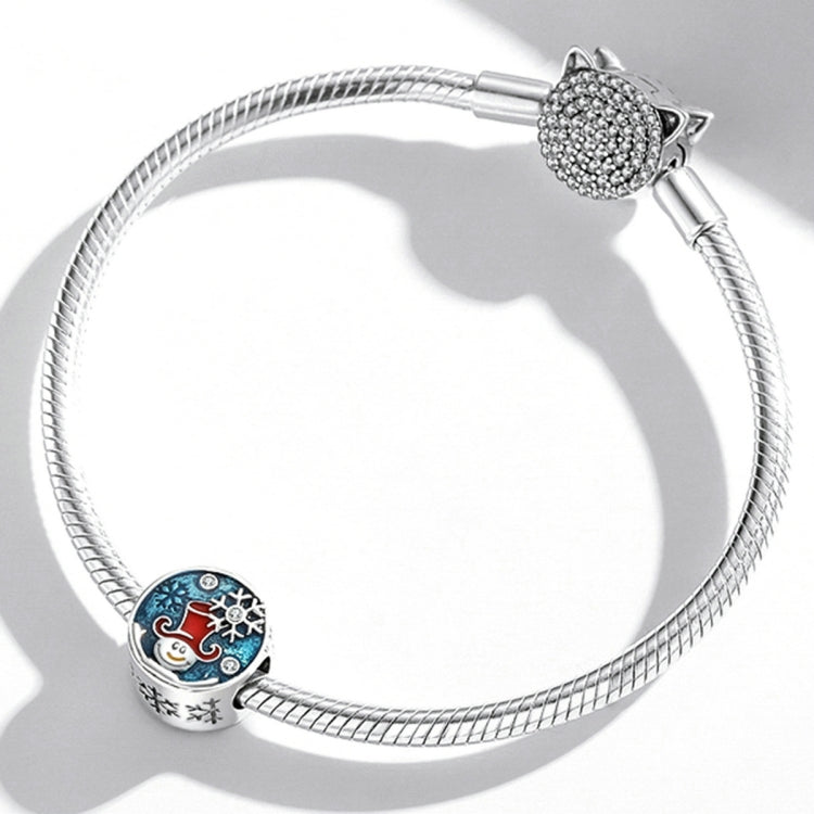 Accessori per collana braccialetto fai da te con perline di pupazzo di neve in argento sterling S925, Clown Snowman