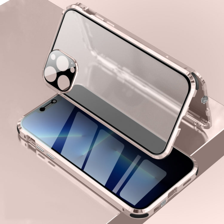 Cassa in vetro temperato a doppia faccia con struttura in metallo magnetico antiurto antiurto a quattro angoli, For iPhone 13 mini, For iPhone 13, For iPhone 13 Pro, For iPhone 13 Pro Max