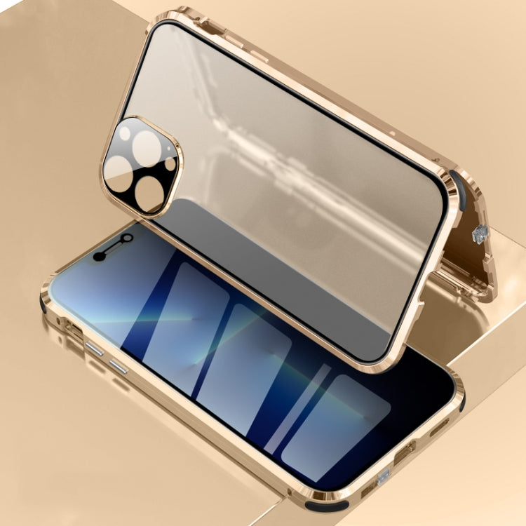 Cassa in vetro temperato a doppia faccia con struttura in metallo magnetico antiurto antiurto a quattro angoli, For iPhone 13 mini, For iPhone 13, For iPhone 13 Pro, For iPhone 13 Pro Max
