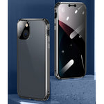Cassa in vetro temperato a doppia faccia con struttura in metallo magnetico antiurto antiurto a quattro angoli, For iPhone 13 mini, For iPhone 13, For iPhone 13 Pro, For iPhone 13 Pro Max
