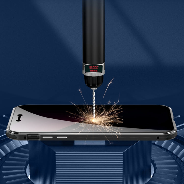 Cassa in vetro temperato a doppia faccia con struttura in metallo magnetico antiurto antiurto a quattro angoli, For iPhone 13 mini, For iPhone 13, For iPhone 13 Pro, For iPhone 13 Pro Max