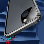 Cassa in vetro temperato a doppia faccia con struttura in metallo magnetico antiurto antiurto a quattro angoli, For iPhone 13 mini, For iPhone 13, For iPhone 13 Pro, For iPhone 13 Pro Max