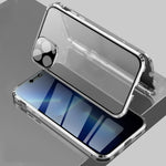 Cassa in vetro temperato a doppia faccia con struttura in metallo magnetico antiurto antiurto a quattro angoli, For iPhone 13 mini, For iPhone 13, For iPhone 13 Pro, For iPhone 13 Pro Max