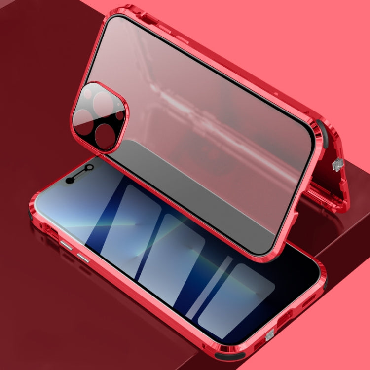 Cassa in vetro temperato a doppia faccia con struttura in metallo magnetico antiurto antiurto a quattro angoli, For iPhone 13 mini, For iPhone 13, For iPhone 13 Pro, For iPhone 13 Pro Max