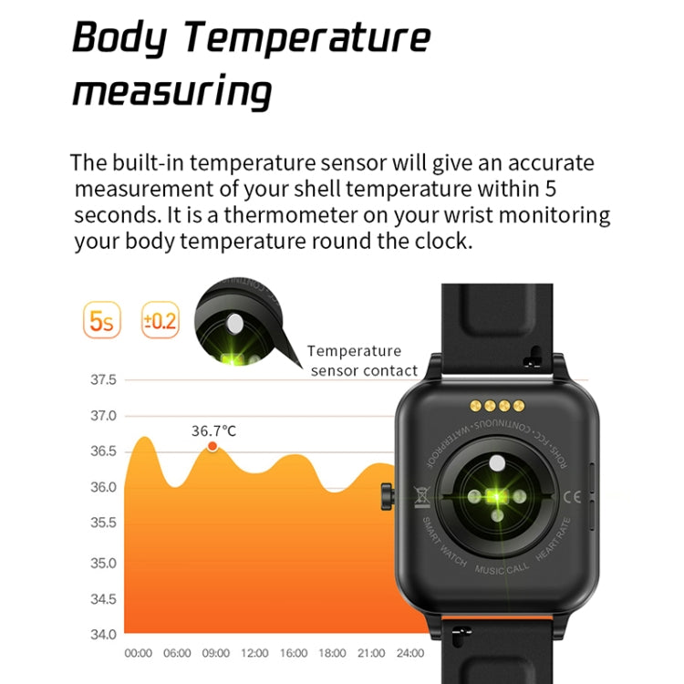 MX7 1,69 pollici IPS touch screen IP68 Smart Watch impermeabile, supporto monitoraggio del sonno / monitoraggio della frequenza cardiaca / chiamata Bluetooth / monitoraggio della temperatura corporea