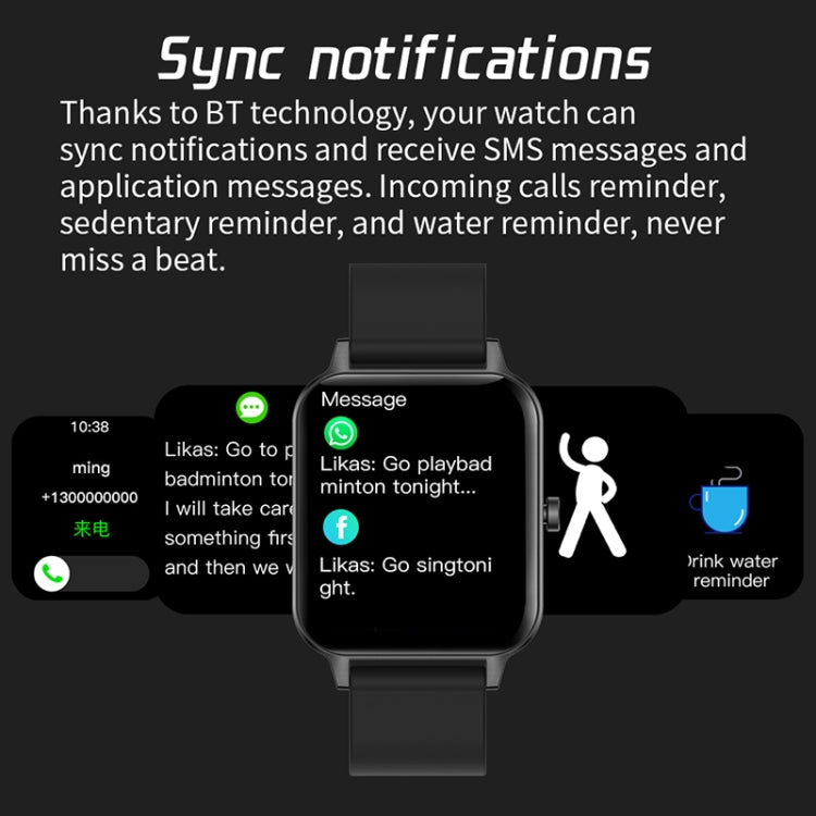 MX7 1,69 pollici IPS touch screen IP68 Smart Watch impermeabile, supporto monitoraggio del sonno / monitoraggio della frequenza cardiaca / chiamata Bluetooth / monitoraggio della temperatura corporea