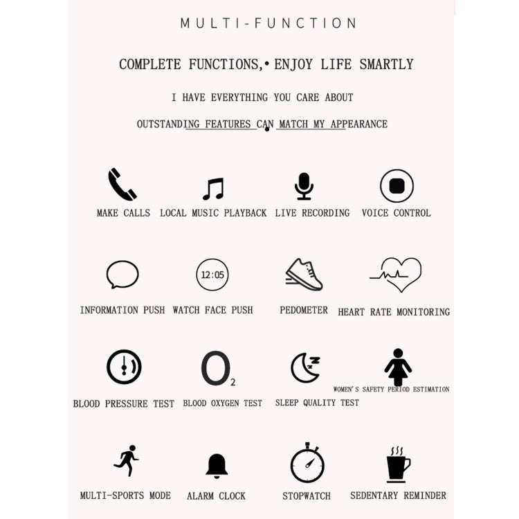 Z73 Braccialetto intelligente touch screen da 1,09 pollici, supporto monitoraggio del sonno / monitoraggio della frequenza cardiaca / controllo vocale / promemoria ciclo mestruale femminile