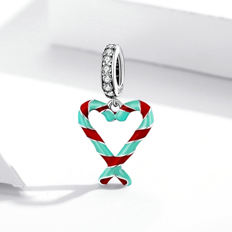 Accessori per collana braccialetto fai-da-te con ciondolo a forma di cuore in argento sterling S925, Heart Candy Cane