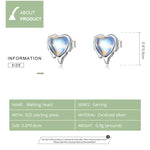 Orecchini da donna in pietra di luna a forma di cuore in argento sterling S925, Heart Shaped Moonstone