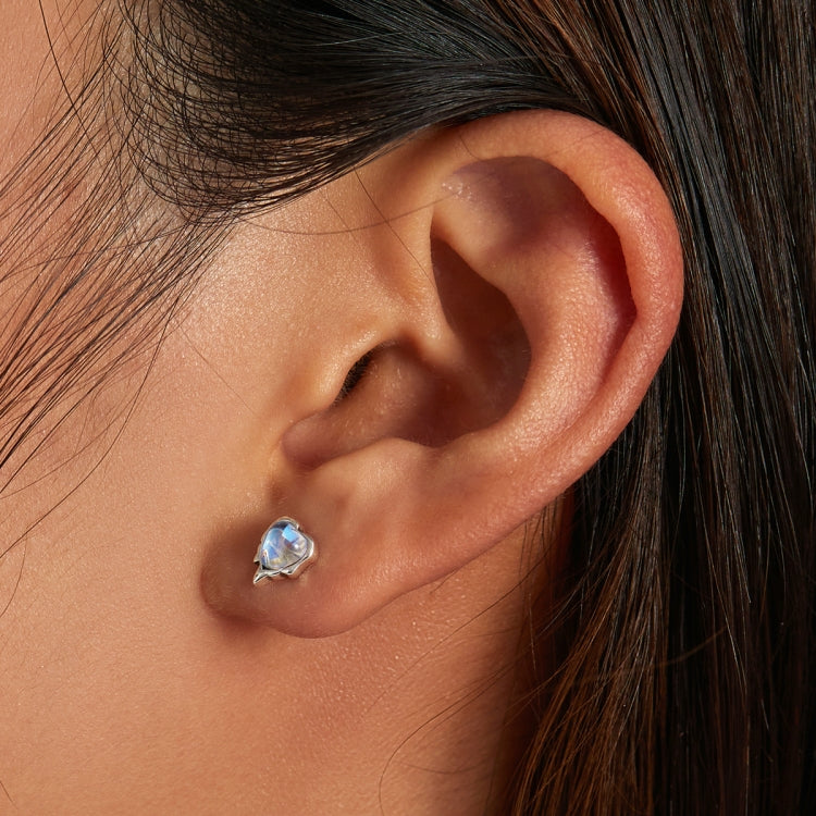 Orecchini da donna in pietra di luna a forma di cuore in argento sterling S925, Heart Shaped Moonstone