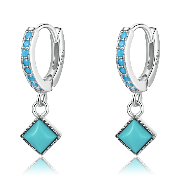 Orecchini da donna in argento sterling S925 con rombo turchese, Rhombus Turquoise