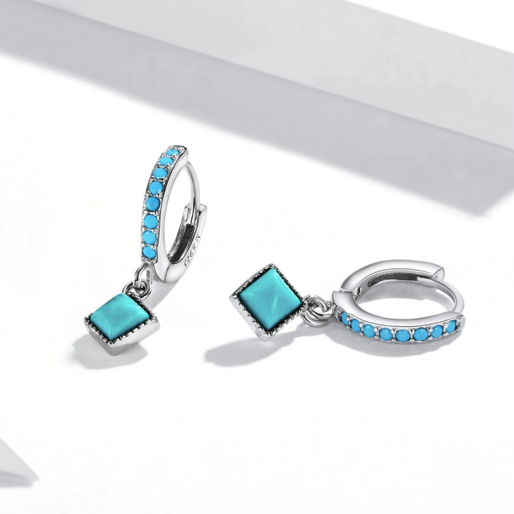 Orecchini da donna in argento sterling S925 con rombo turchese, Rhombus Turquoise