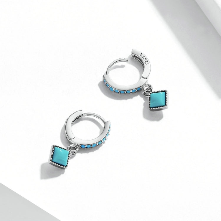 Orecchini da donna in argento sterling S925 con rombo turchese, Rhombus Turquoise