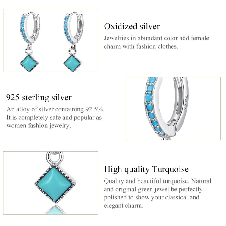 Orecchini da donna in argento sterling S925 con rombo turchese, Rhombus Turquoise