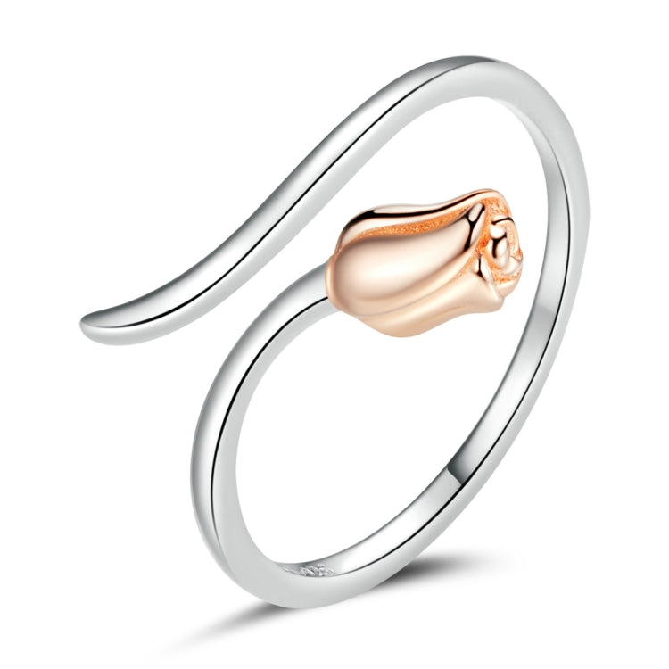 Anello aperto da donna in argento sterling S925 con rosa, Rose