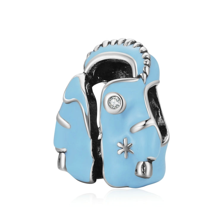 Accessori per collana braccialetto fai-da-te con perline di piumino blu cielo in argento sterling S925, Sky Blue Down Jacket