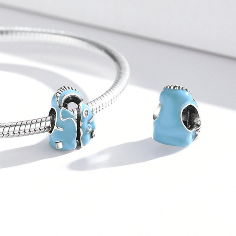 Accessori per collana braccialetto fai-da-te con perline di piumino blu cielo in argento sterling S925, Sky Blue Down Jacket