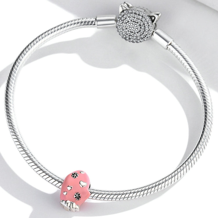 Accessori per collana braccialetto fai-da-te con perline per guanti rosa in argento sterling S925, Pink Gloves