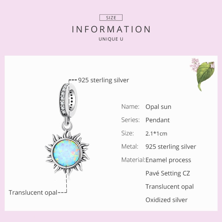 Accessori per collana braccialetto fai-da-te con ciondolo piccolo sole in argento sterling S925 opale, Opal Little Sun