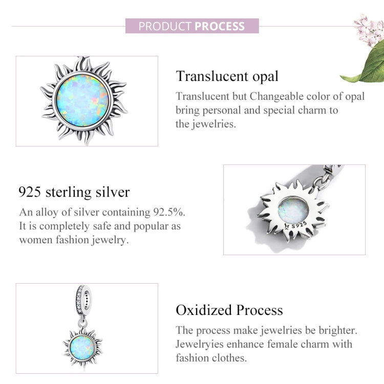 Accessori per collana braccialetto fai-da-te con ciondolo piccolo sole in argento sterling S925 opale, Opal Little Sun