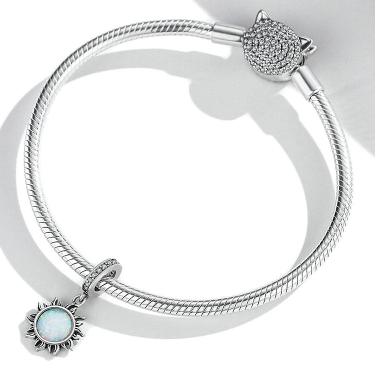 Accessori per collana braccialetto fai-da-te con ciondolo piccolo sole in argento sterling S925 opale, Opal Little Sun