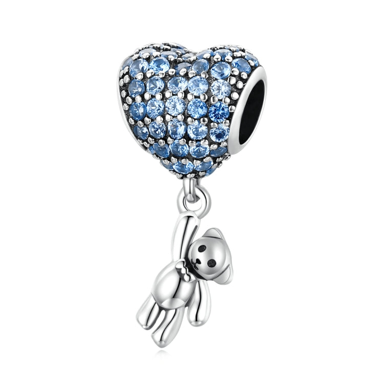 Accessori per collana braccialetto fai-da-te con ciondolo a forma di orsetto a forma di cuore in argento sterling S925, Heart Balloon Bear