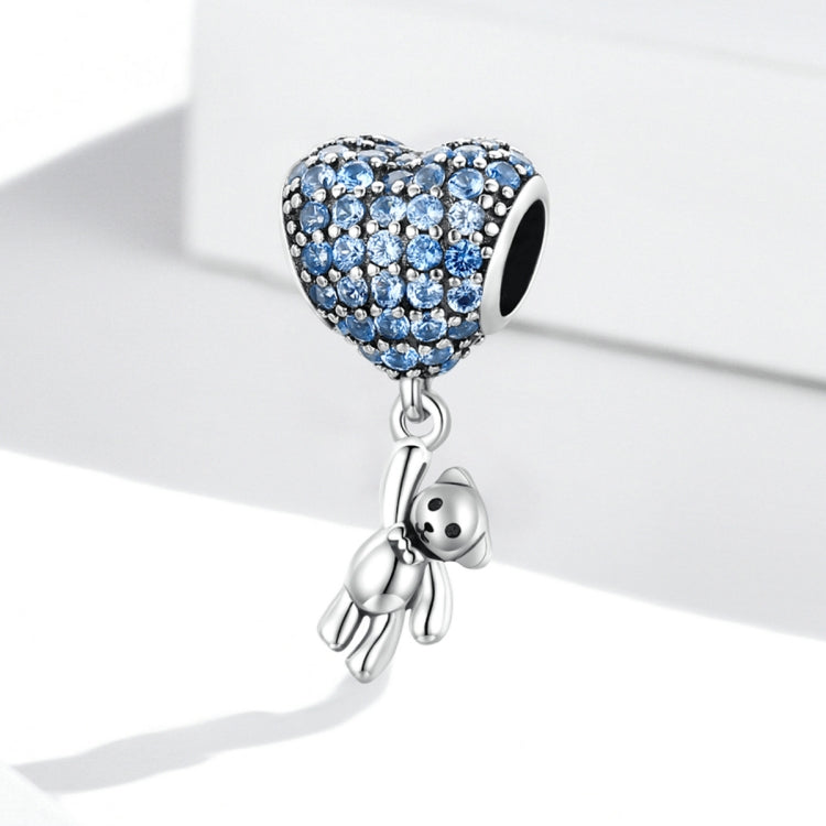 Accessori per collana braccialetto fai-da-te con ciondolo a forma di orsetto a forma di cuore in argento sterling S925, Heart Balloon Bear