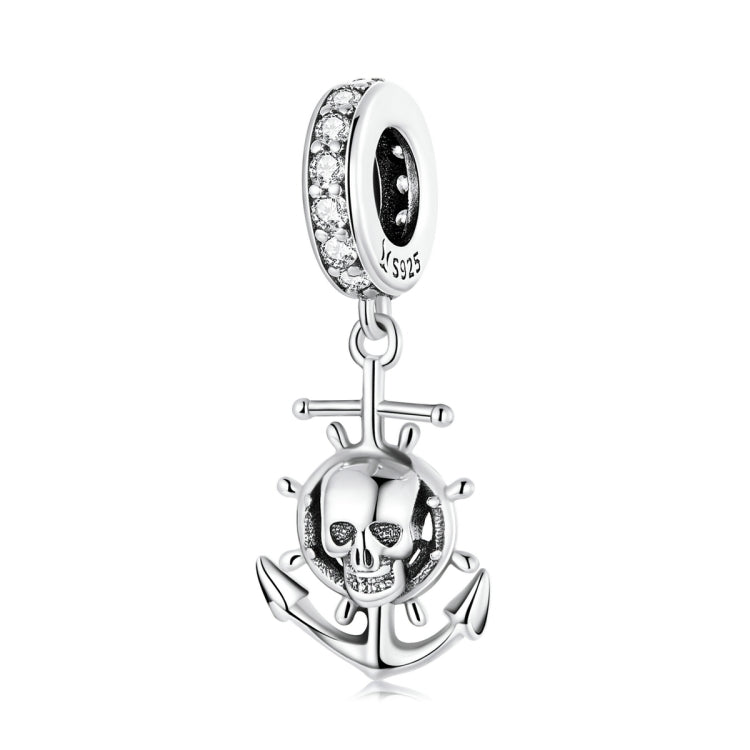 Accessori per collana braccialetto fai da te con ciondolo nave teschio pirata in argento sterling S925, Pirate Skull Ship