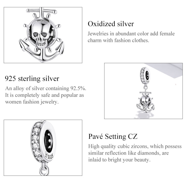 Accessori per collana braccialetto fai da te con ciondolo nave teschio pirata in argento sterling S925, Pirate Skull Ship