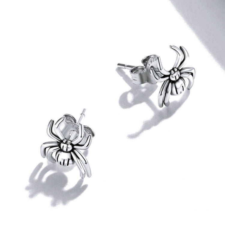 Orecchini da donna con orecchini a bottone a forma di ragno a otto zampe in argento sterling S925, Eight-legged Spider