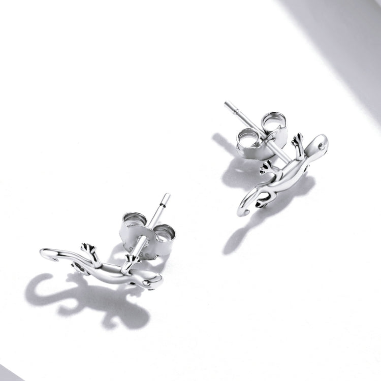 Orecchini da donna con orecchini a bottone in geco creativo in argento sterling S925, Creative Gecko