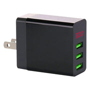 Caricatore da viaggio con display digitale a LED a 3 porte USB,, EU Plug, US Plug, UK Plug