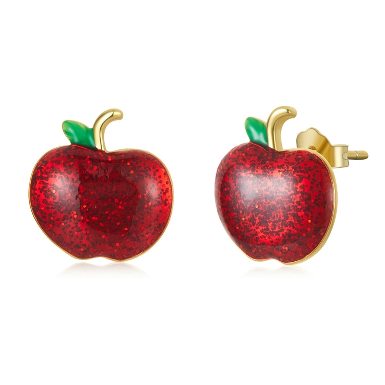 Orecchini da donna con orecchini a bottone a forma di mela di Natale in argento sterling S925, Christmas Apple