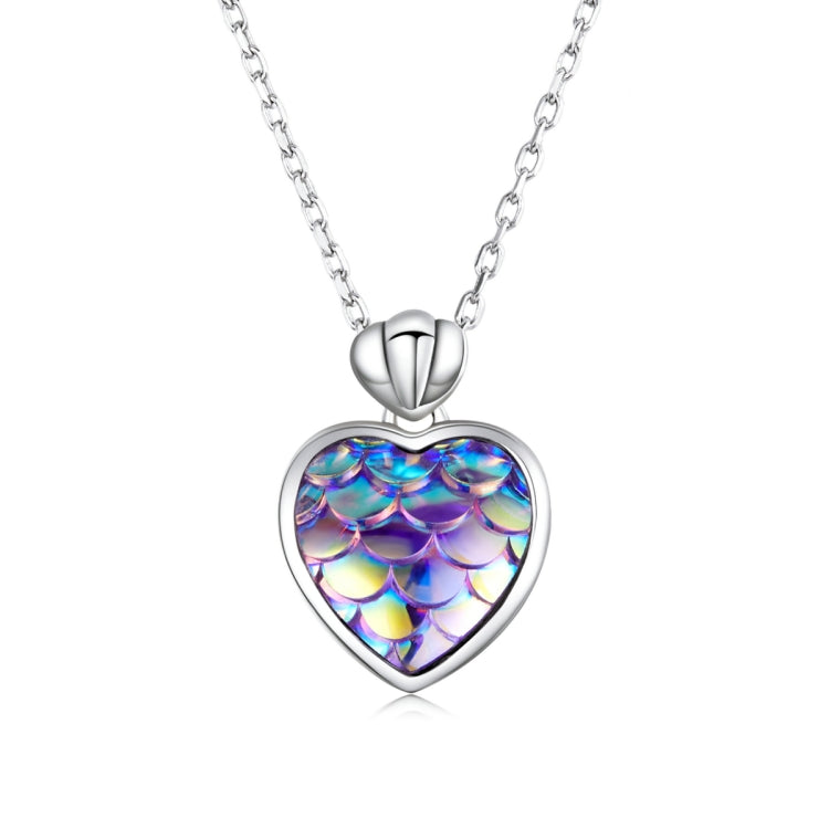 Gioielli con collana da donna a cuore in scaglia di pesce in argento sterling S925, Fish Scale Heart